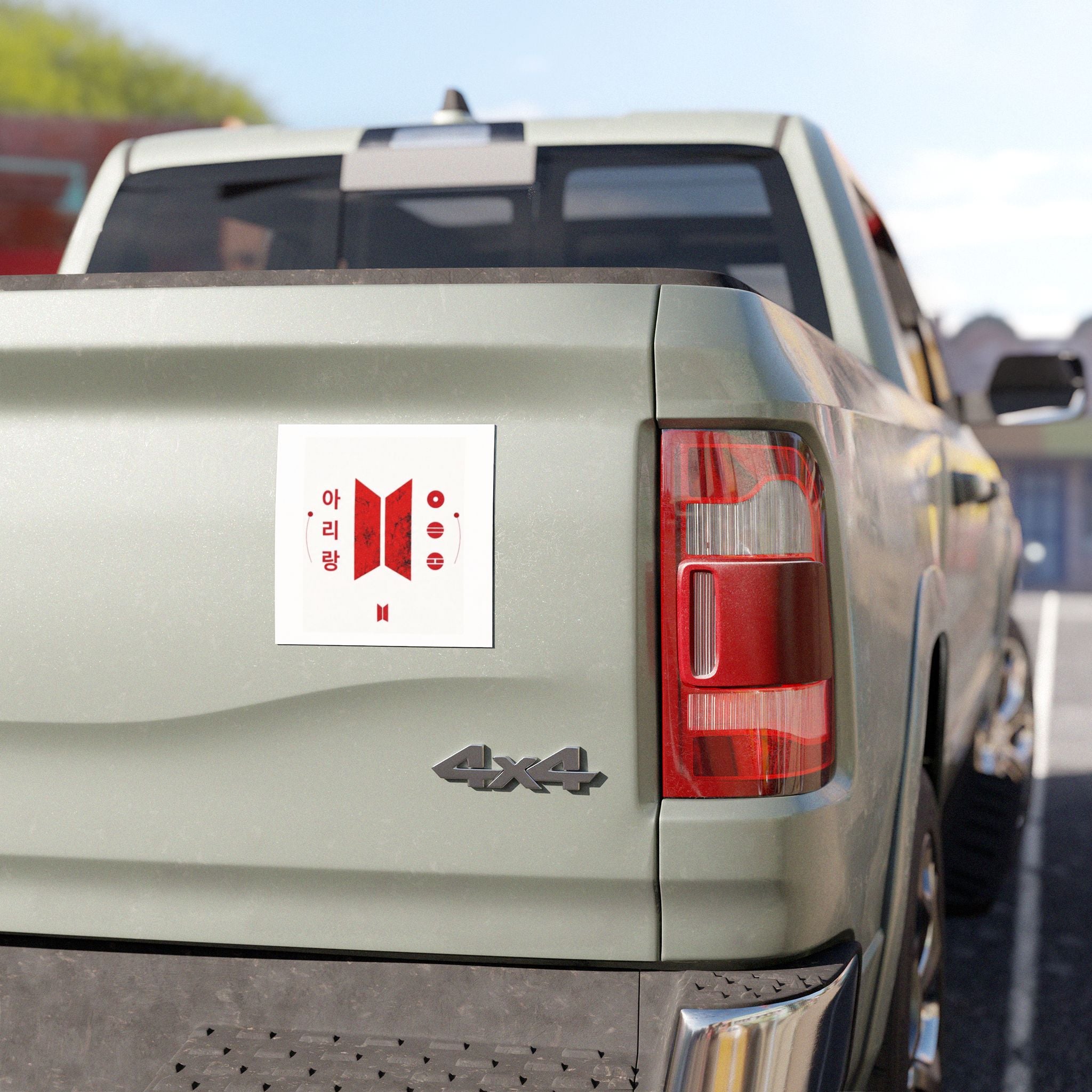 Car Magnet — Red Korean BTS-style Design with 아리랑 Text